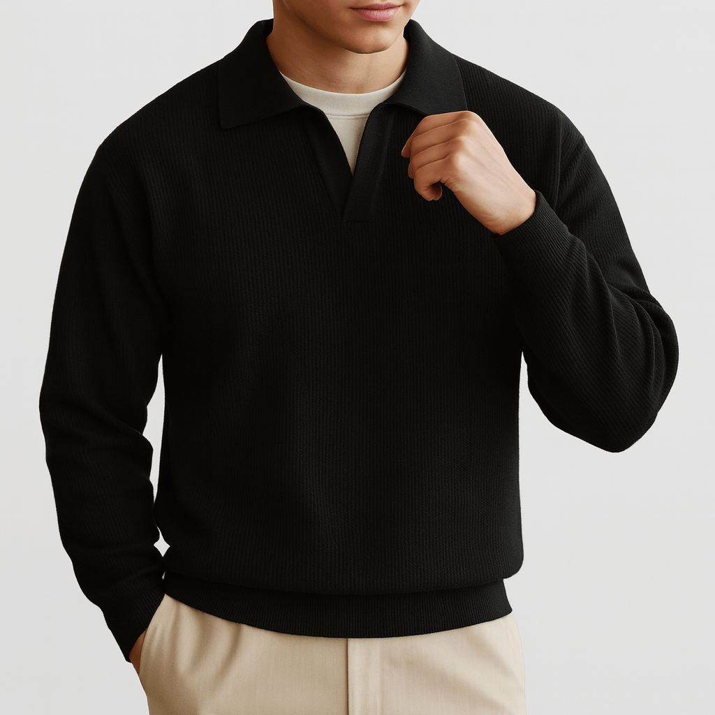 LUXEOUTFIT | Waffle Knit Polo Jumper 1
