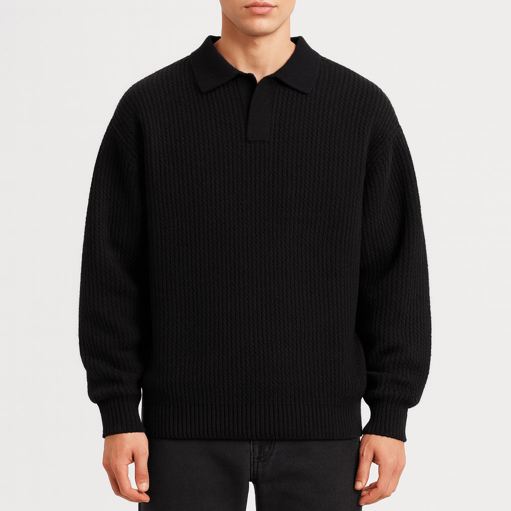 LUXEOUTFIT | Waffle Knit Polo Sweater 0
