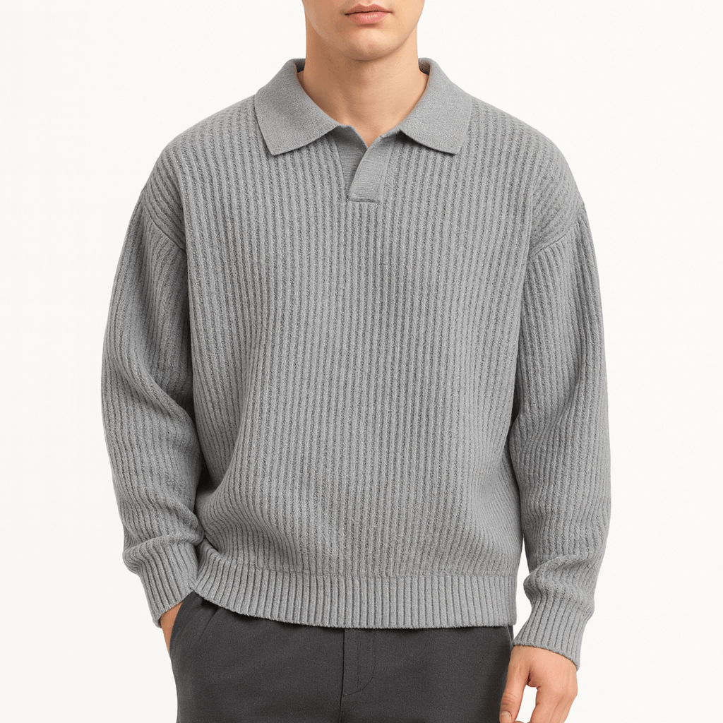 LUXEOUTFIT | Waffle Knit Polo Sweater 2
