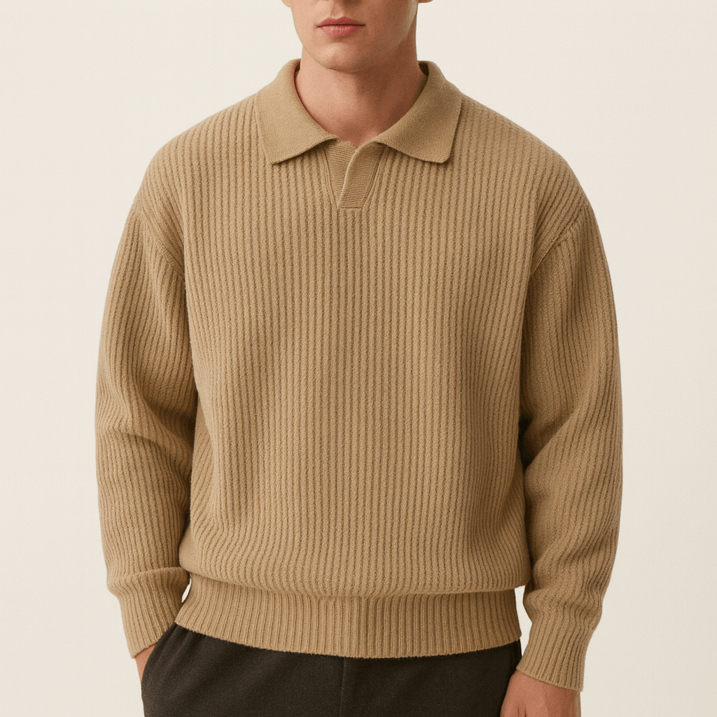 LUXEOUTFIT | Waffle Knit Polo Sweater 4