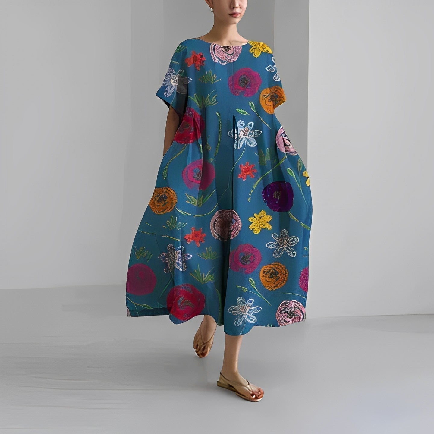 Flowy Floral Maxi Sundress for Women