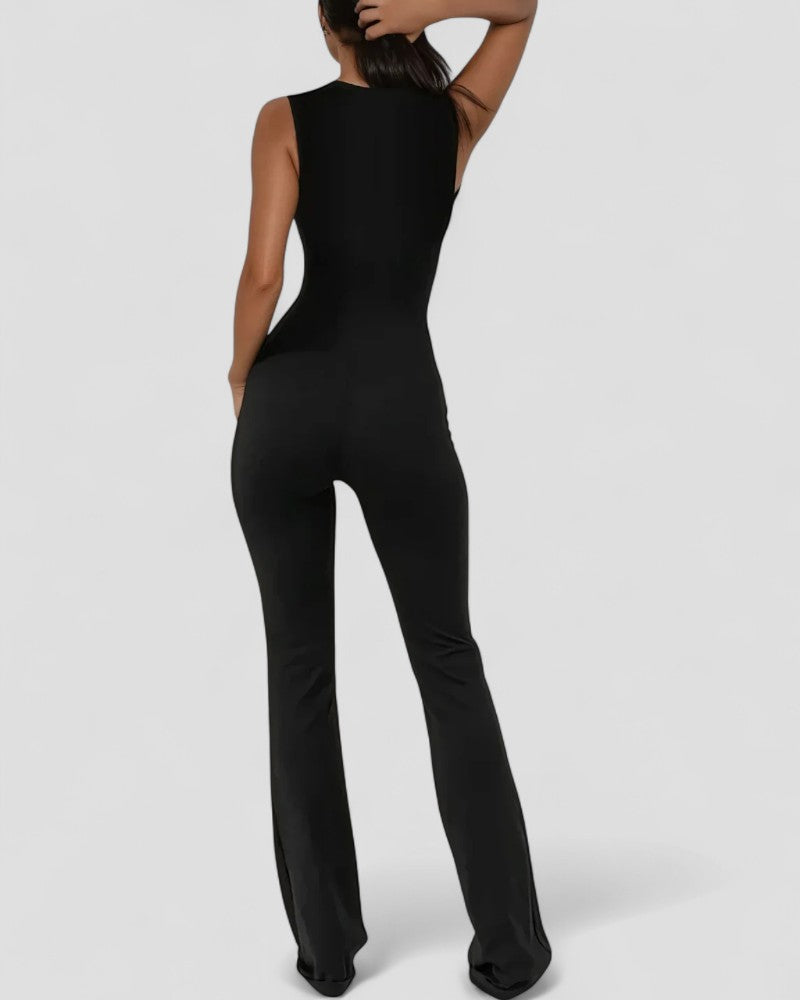 Lace Detail Sleeveless Bodycon Jumpsuit for Night Out