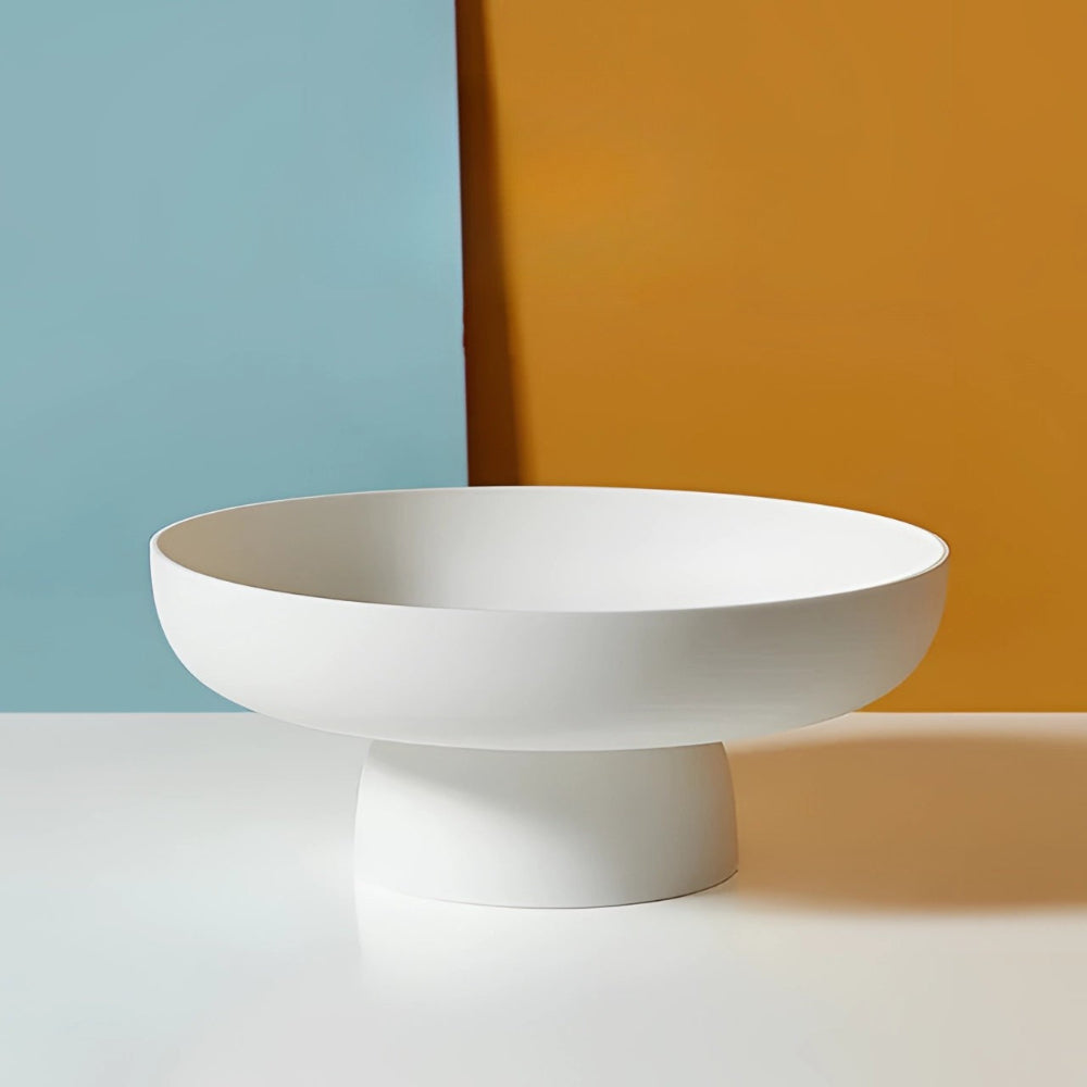 Classic White Ceramic Fruit Dish Decorative Centerpiece Bowl