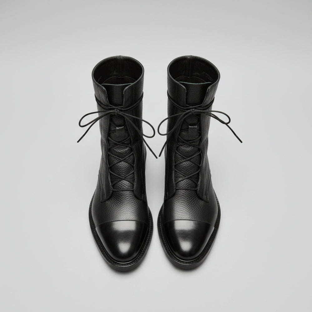 Ladies Low Heel Leather Bootie Dress Shoes