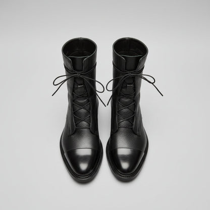 Ladies Low Heel Leather Bootie Dress Shoes