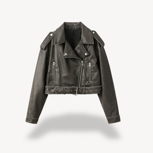 VogeLuxe | Women’s Vintage Leather Belted Jacket