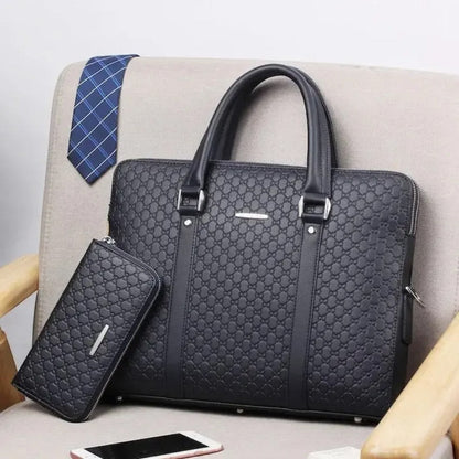 Leather Business Laptop Bag with Matching Travel Wallet
