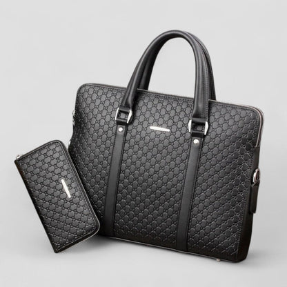 Leather Business Laptop Bag with Matching Travel Wallet