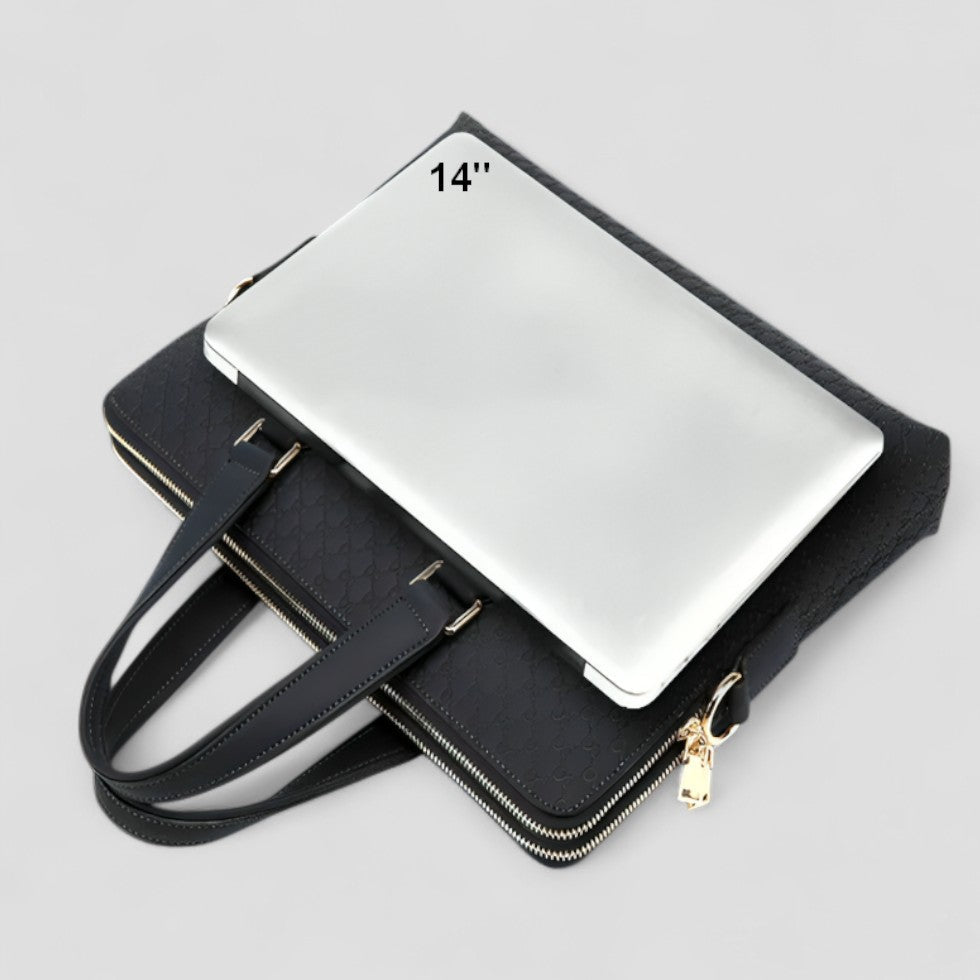 Leather Business Laptop Bag with Matching Travel Wallet