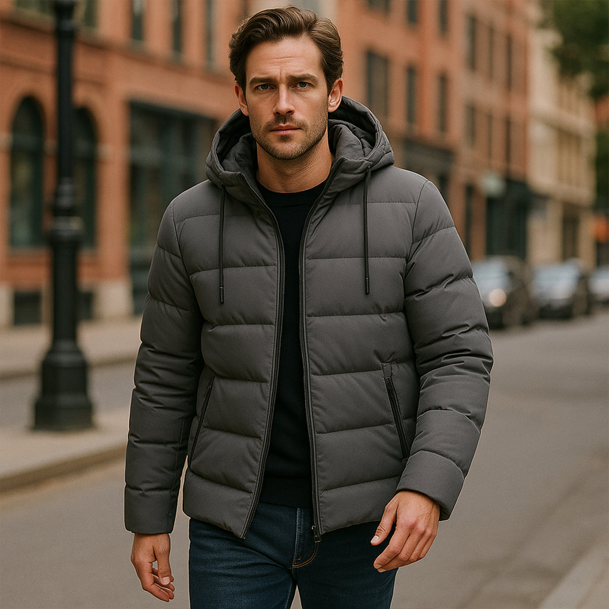 VogeLuxe | Men’s Waterproof Quilted Hooded Puffer Jacket
