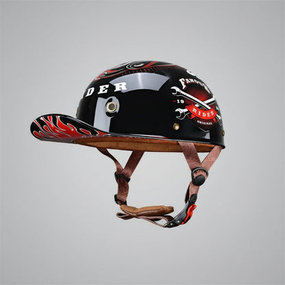 Open Face Motorcycle Helmet Baseball Cap Design