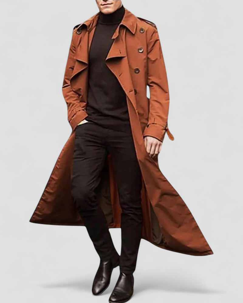 VogeLuxe | Men’s Classic Double-Breasted Trench Coat