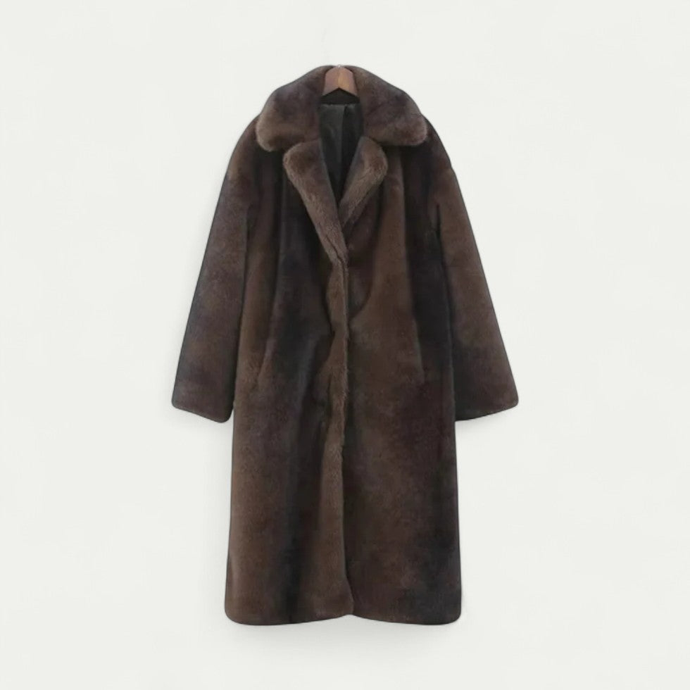 Long Faux Fur Trench Coat For Women 0