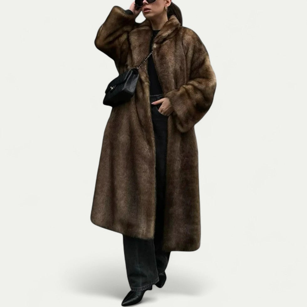 Long Faux Fur Trench Coat For Women 2