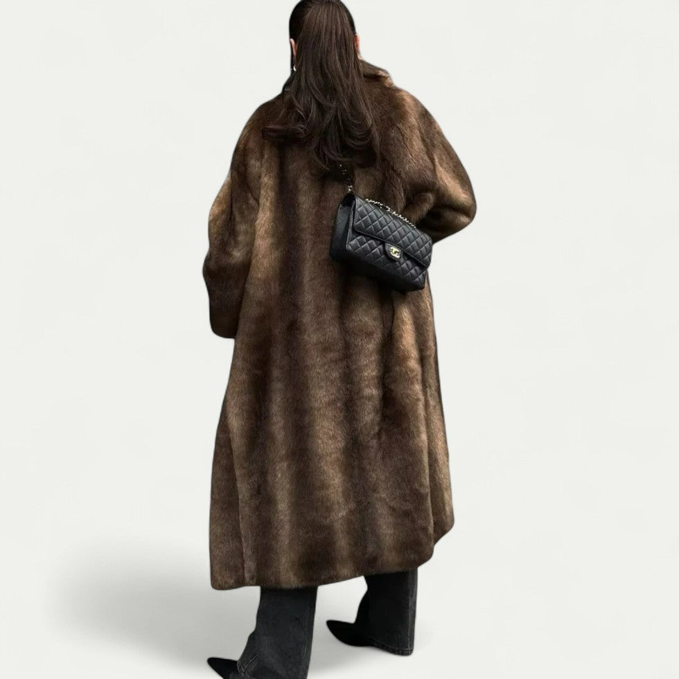 Long Faux Fur Trench Coat For Women 4