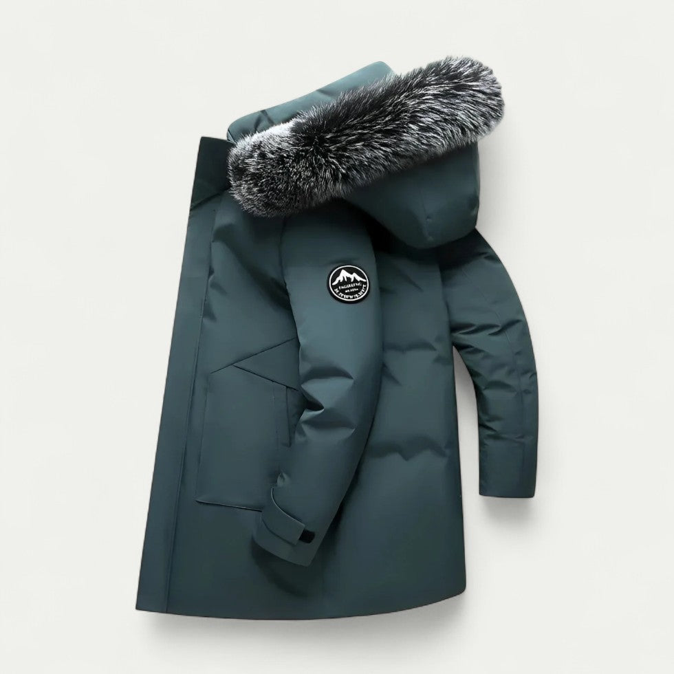 Long Hooded Winter Parka with Faux Fur Trim for Men 3