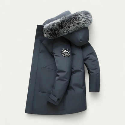 Long Hooded Winter Parka with Faux Fur Trim for Men 5