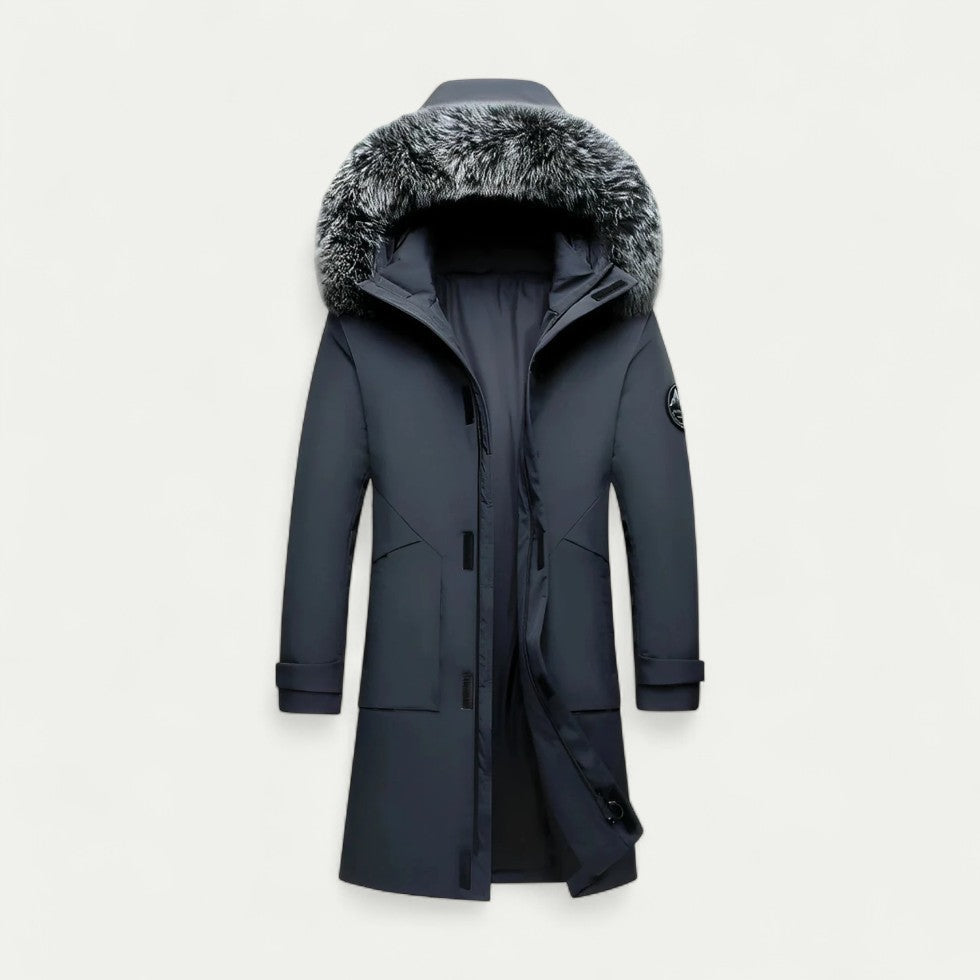 Long Hooded Winter Parka with Faux Fur Trim for Men 6