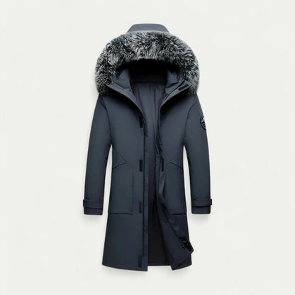 Long Hooded Winter Parka with Faux Fur Trim for Men 6