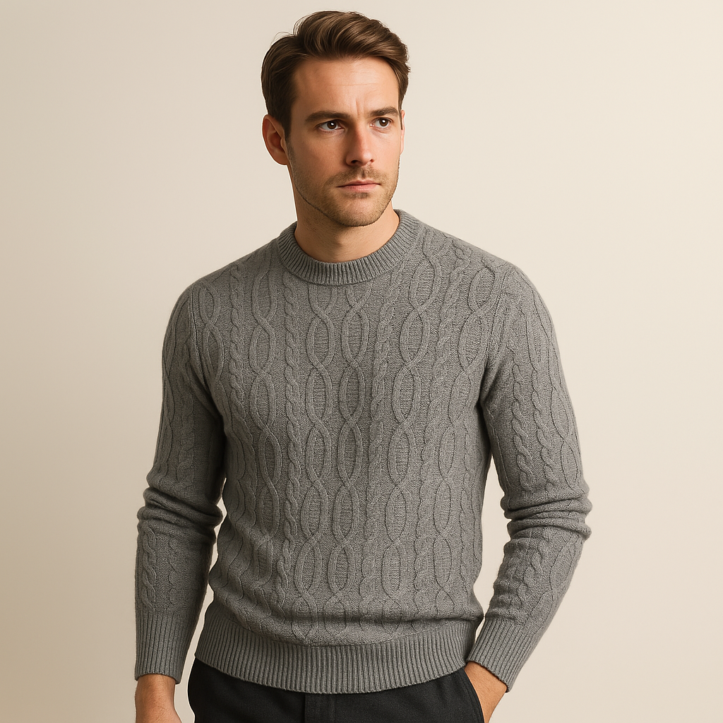 VogeLuxe | Men’s Slim-Fit Cable Knit Sweater