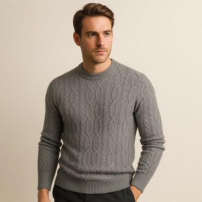VogeLuxe | Men’s Slim-Fit Cable Knit Sweater