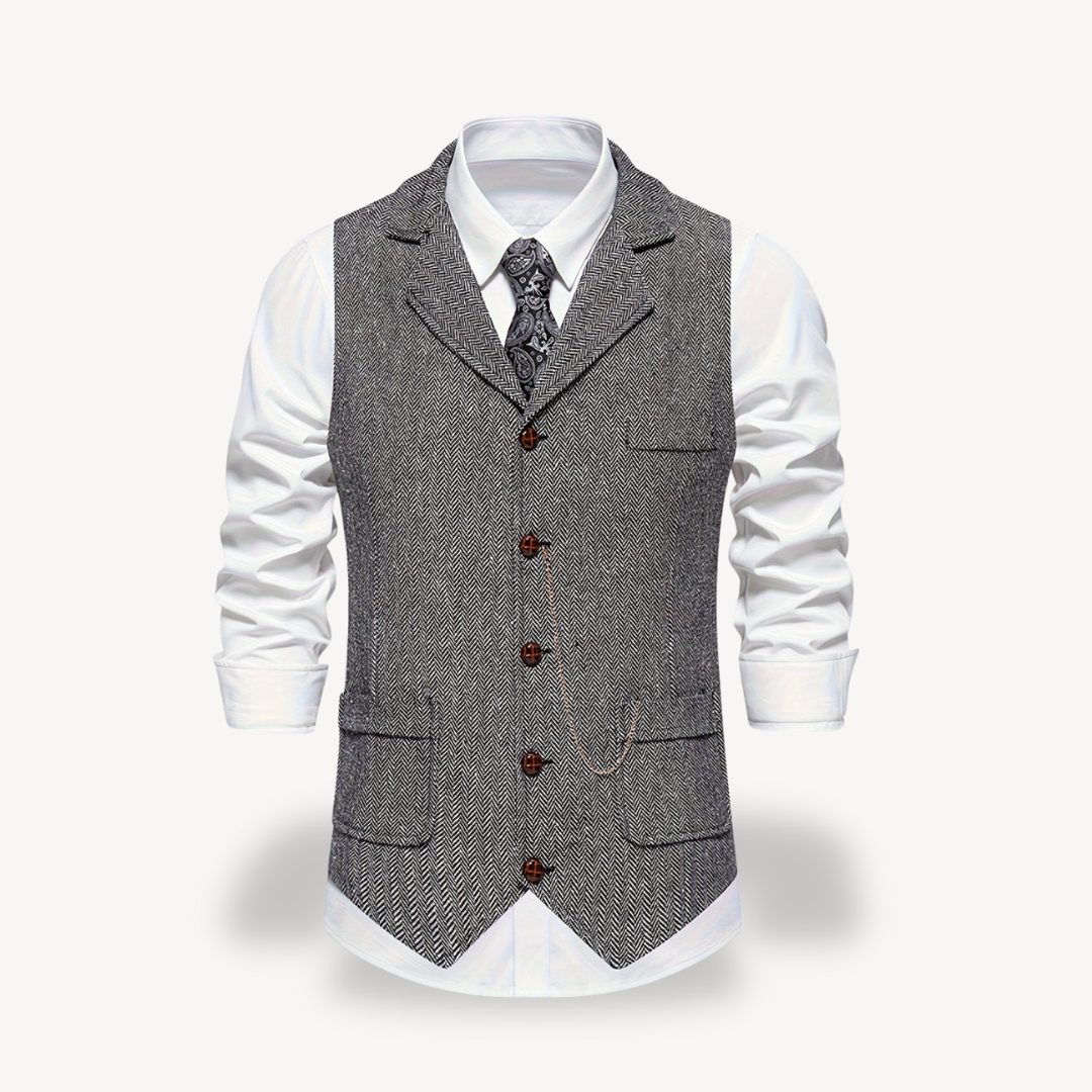 Men’s Herringbone Vest with Chain