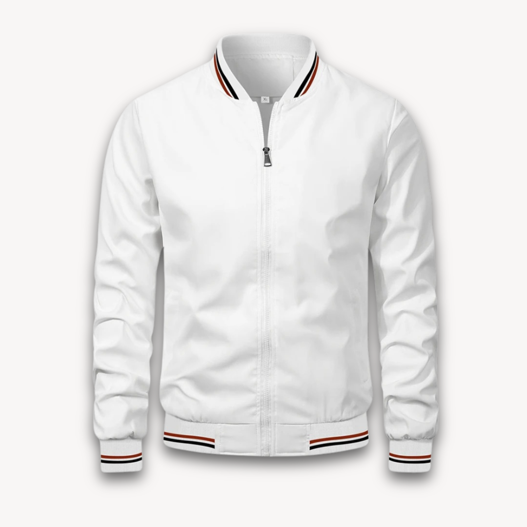 VogeLuxe | Men’s Minimalist Striped Trim Bomber
