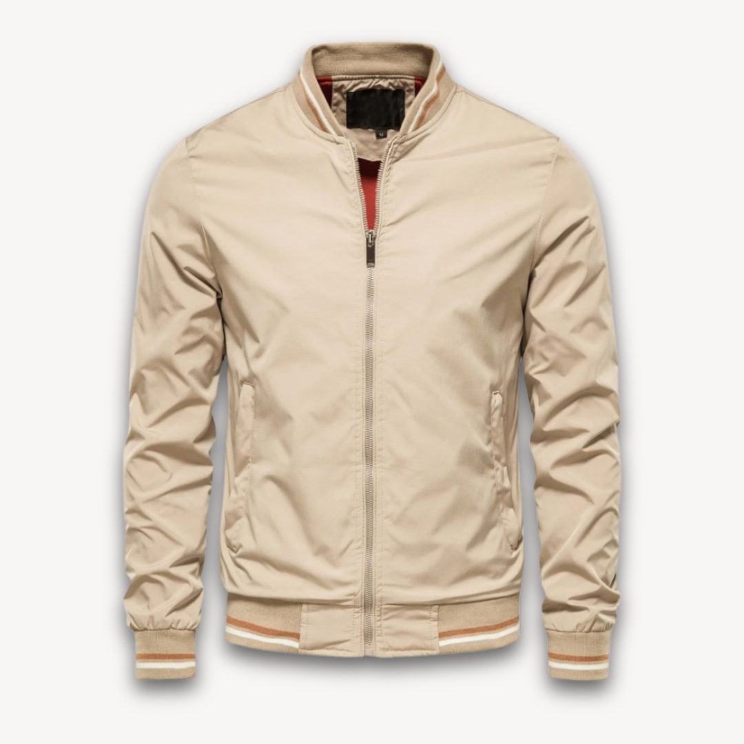 VogeLuxe | Men’s Minimalist Striped Trim Bomber