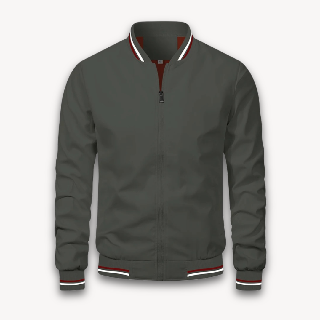 VogeLuxe | Men’s Minimalist Striped Trim Bomber