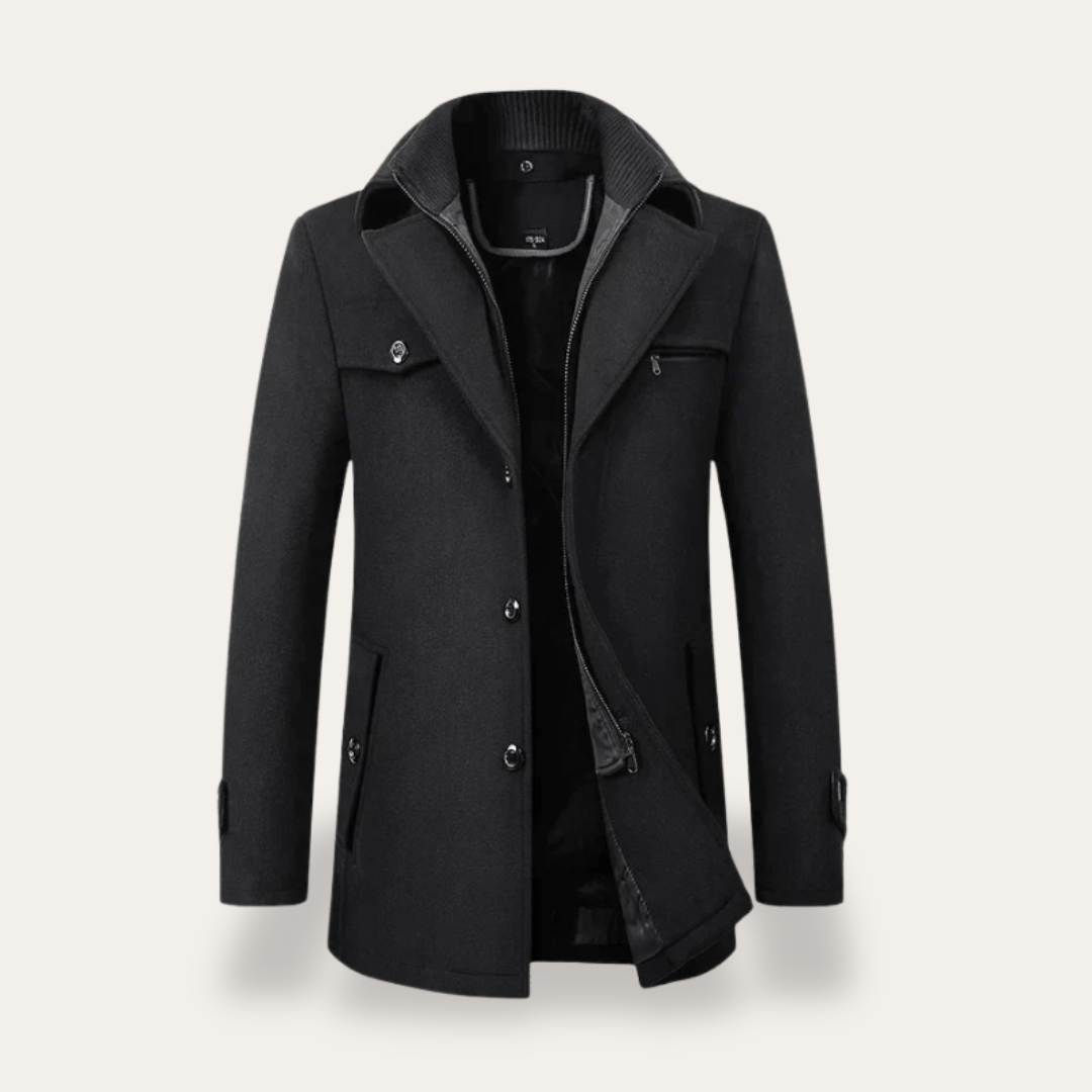 VogeLuxe | Men’s Double Collar Short Trench Coat