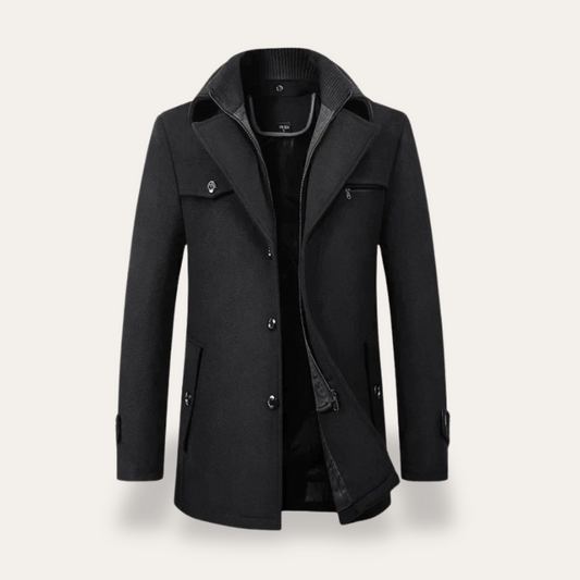 VogeLuxe | Men’s Double Collar Short Trench Coat