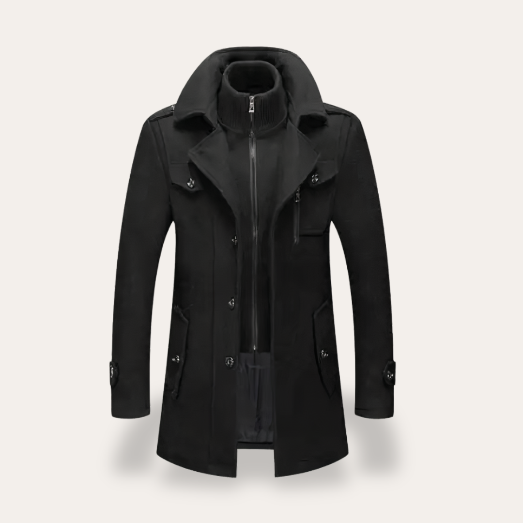 VogeLuxe | Men’s Double Collar Short Trench Coat