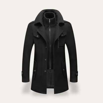 VogeLuxe | Men’s Double Collar Short Trench Coat
