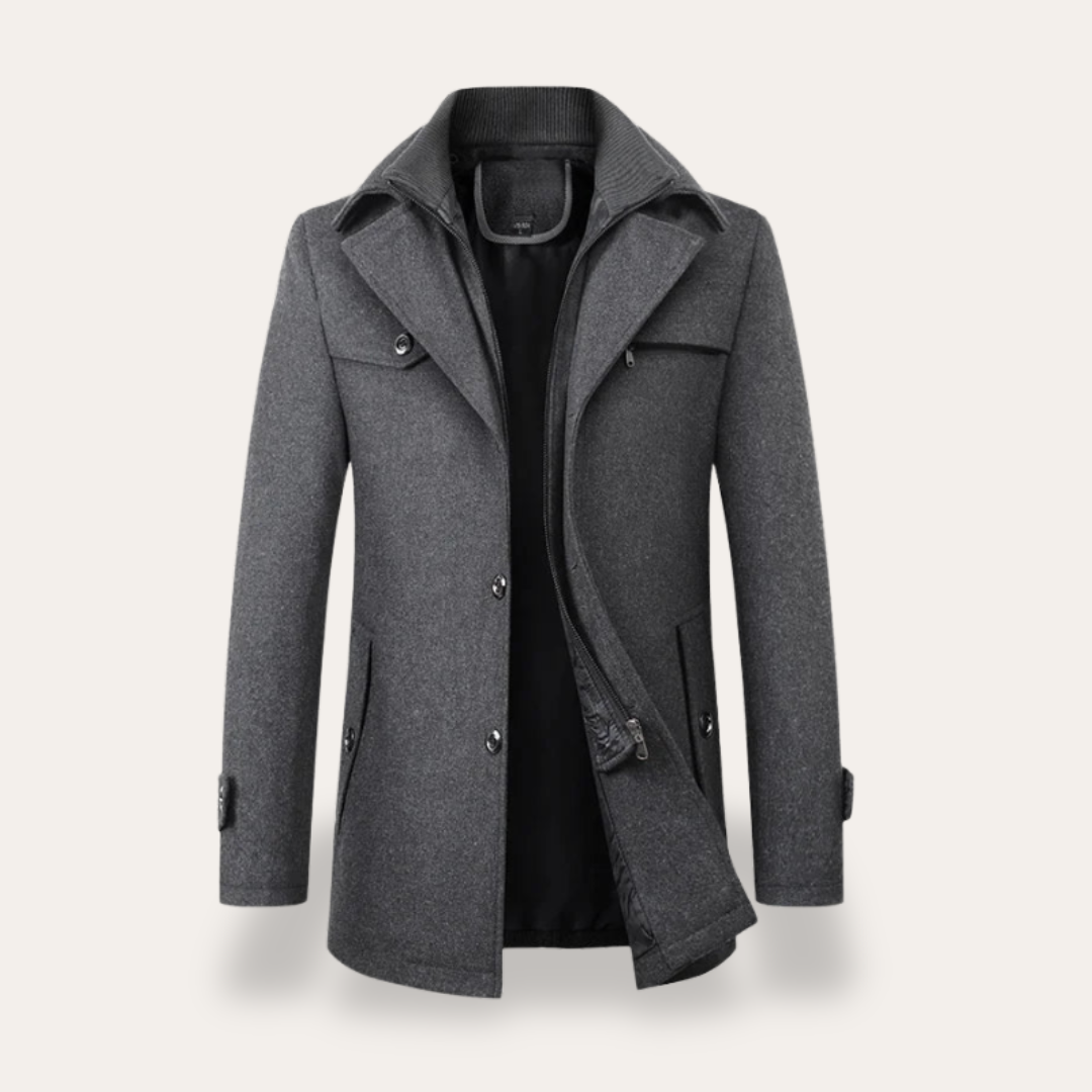 VogeLuxe | Men’s Double Collar Short Trench Coat