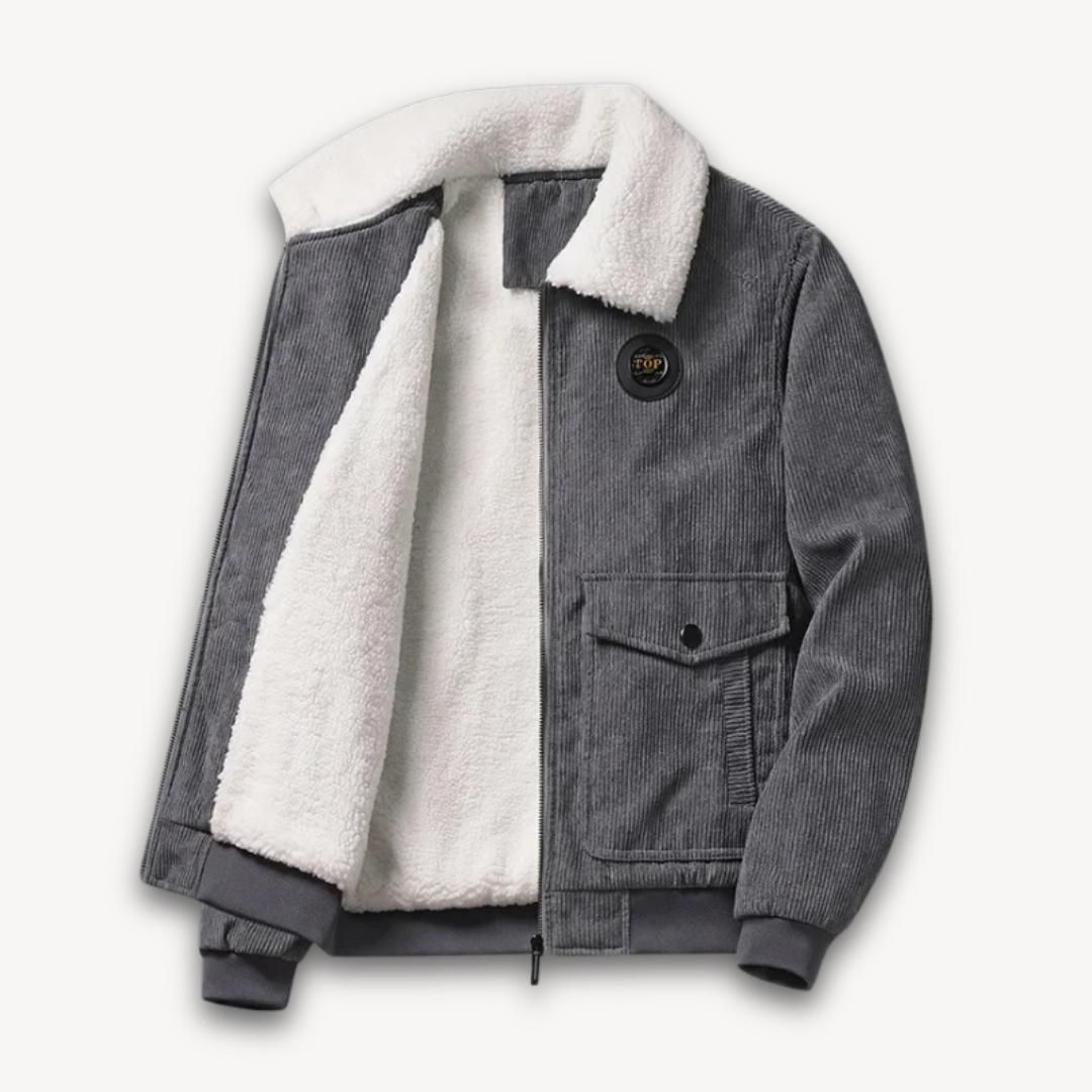 VogeLuxe | Men’s Corduroy Sherpa Lined Bomber Jacket