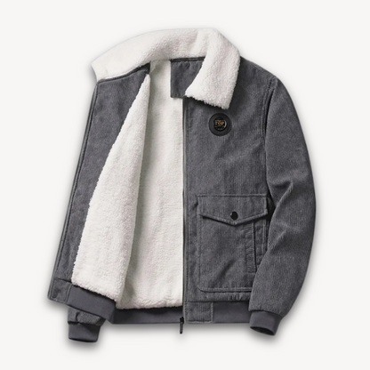 VogeLuxe | Men’s Corduroy Sherpa Lined Bomber Jacket