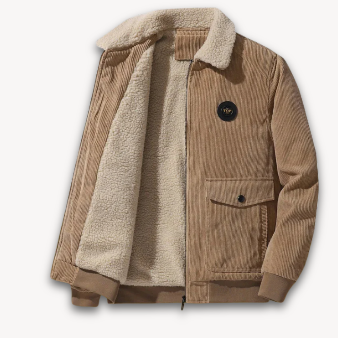 VogeLuxe | Men’s Corduroy Sherpa Lined Bomber Jacket