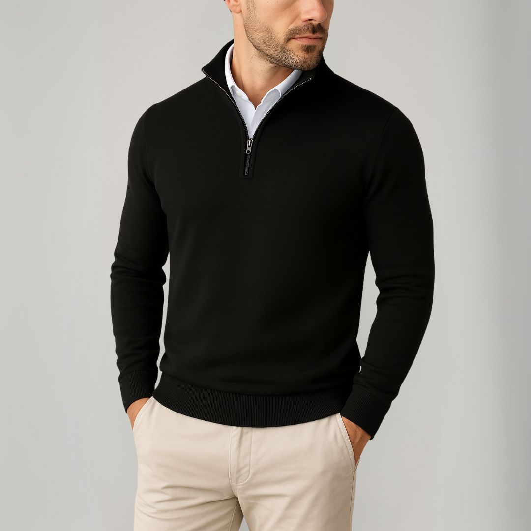 VogeLuxe | Men’s Polished Zip-Collar Knit