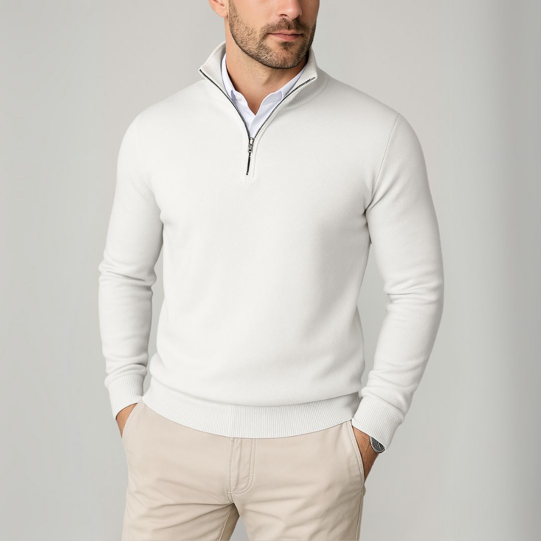 VogeLuxe | Men’s Polished Zip-Collar Knit