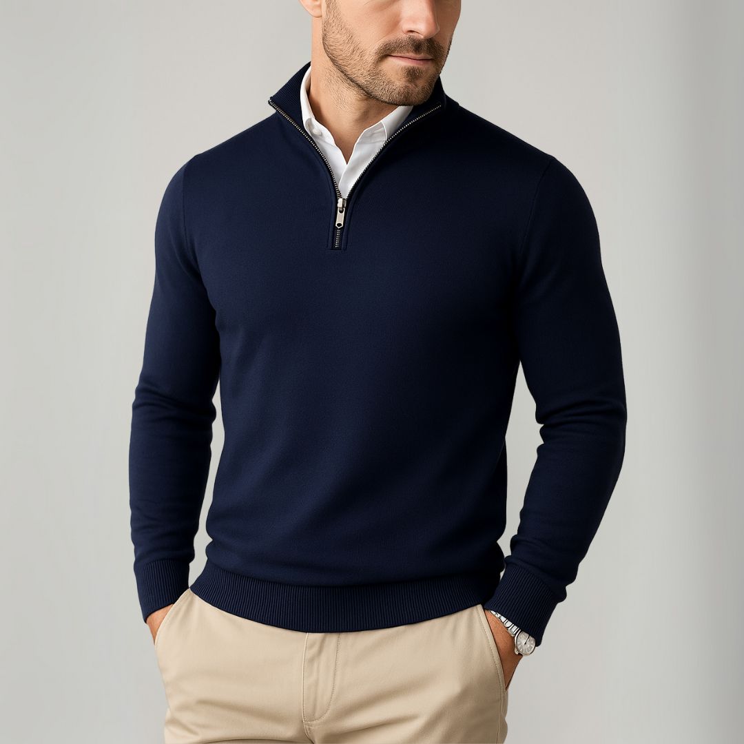 VogeLuxe | Men’s Polished Zip-Collar Knit