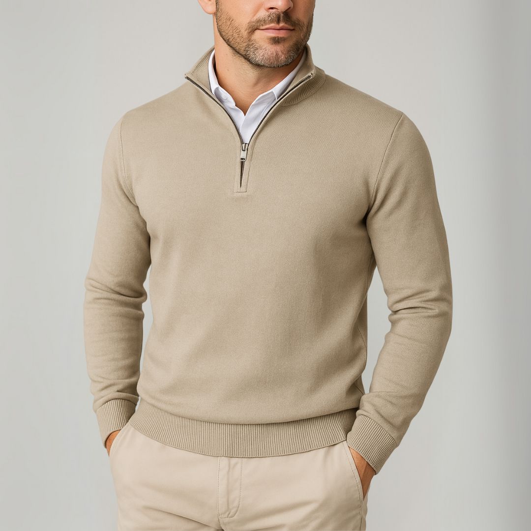 VogeLuxe | Men’s Polished Zip-Collar Knit
