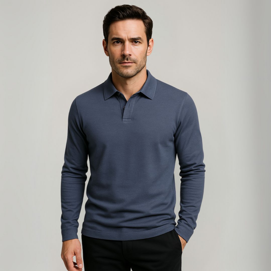 VogeLuxe | Men’s Minimalist V-Neck Polo Shirt