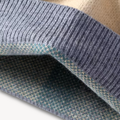 VogeLuxe | Men’s Geometric Color-Block Crewneck Sweater