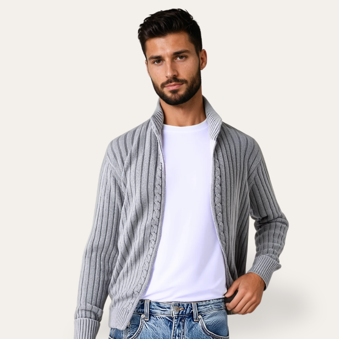 VogeLuxe | Men’s Casual Ribbed Knit Layering Cardigan