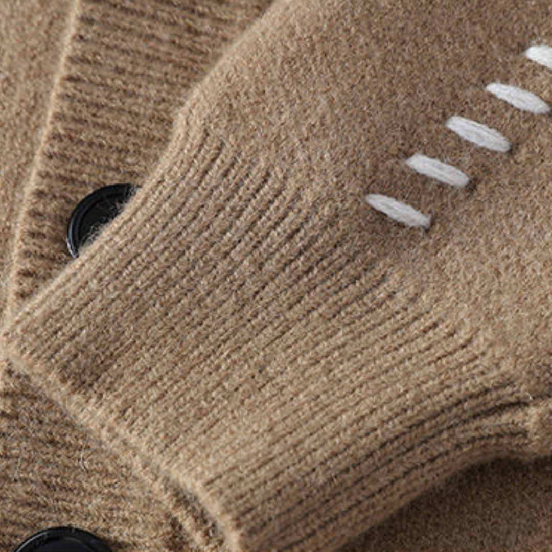 VogeLuxe | Men’s V-Neck Cardigan with Bold Stitching