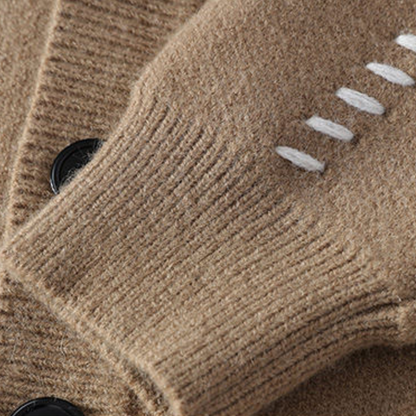 VogeLuxe | Men’s Decorative Stitch V-Neck Cardigan