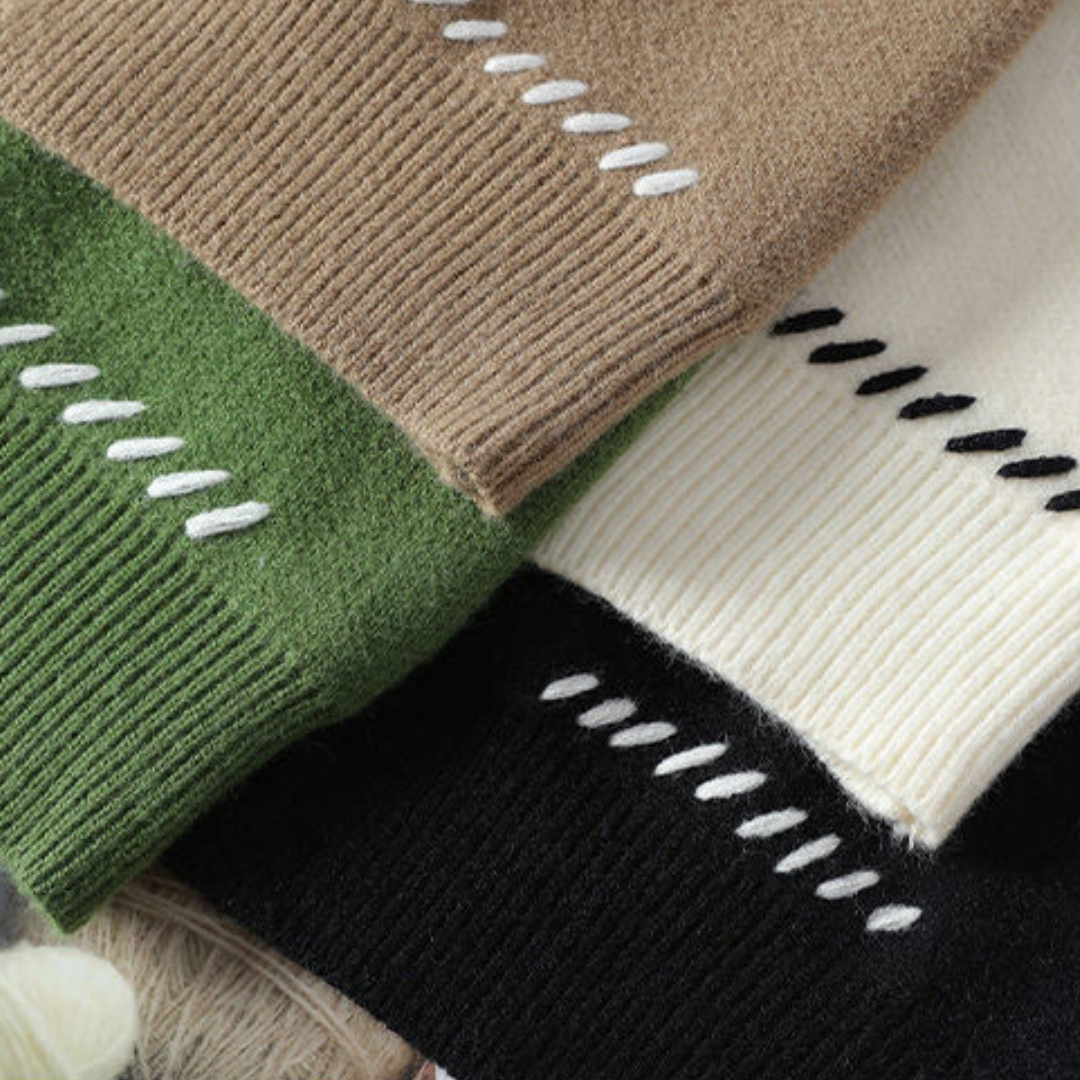 VogeLuxe | Men’s Decorative Stitch V-Neck Cardigan