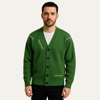 VogeLuxe | Men’s Minimalist V-Neck Cardigan