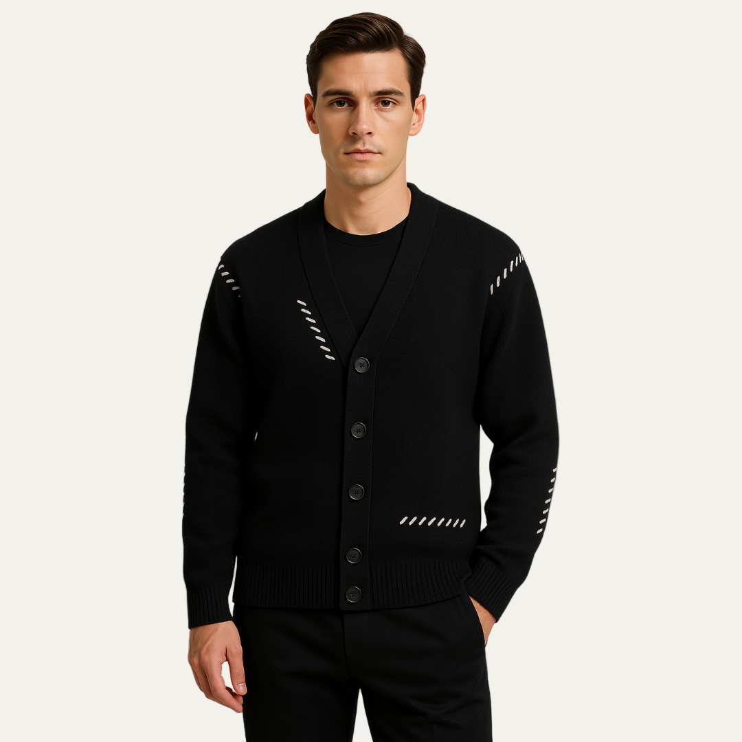 VogeLuxe | Men’s Minimalist V-Neck Cardigan