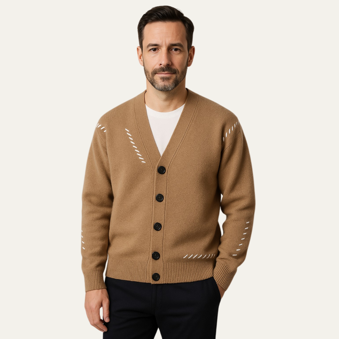 VogeLuxe | Men’s Minimalist V-Neck Cardigan